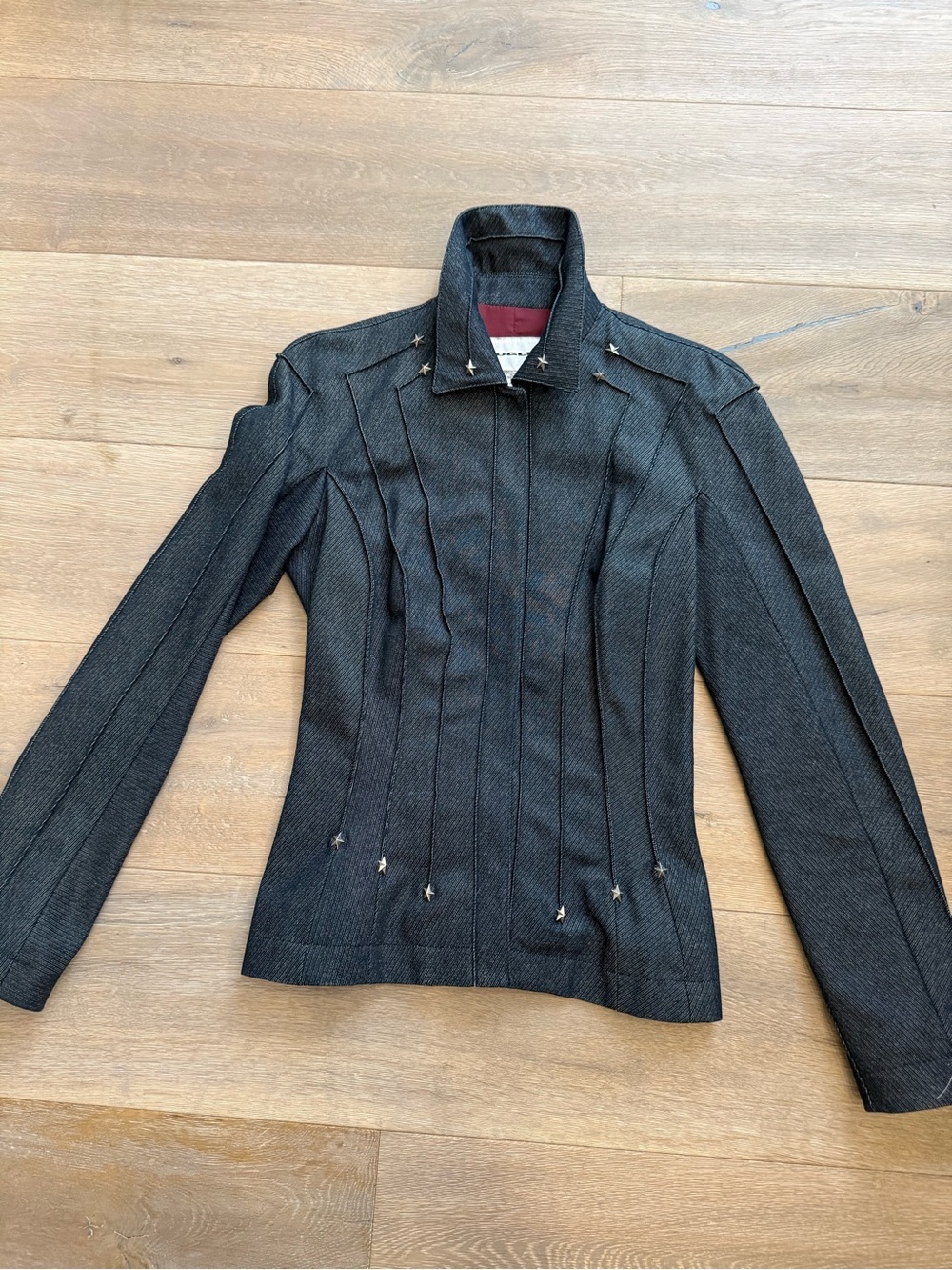 MUGLER structured denim RTW PANT SUIT